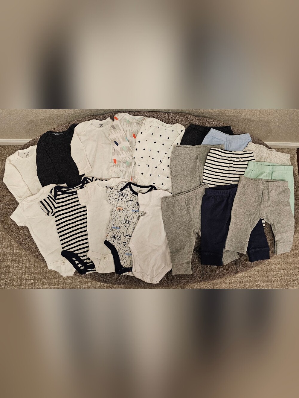Mixed Lot Infant Boys Onesies and Pants 18 Pieces Size 0-3 Months Cloud Island+